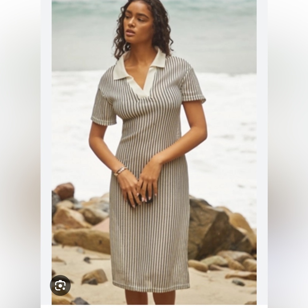 Blue Tassel at Anthropologie NEW WITH TAGS Collared Midi Dress Medium